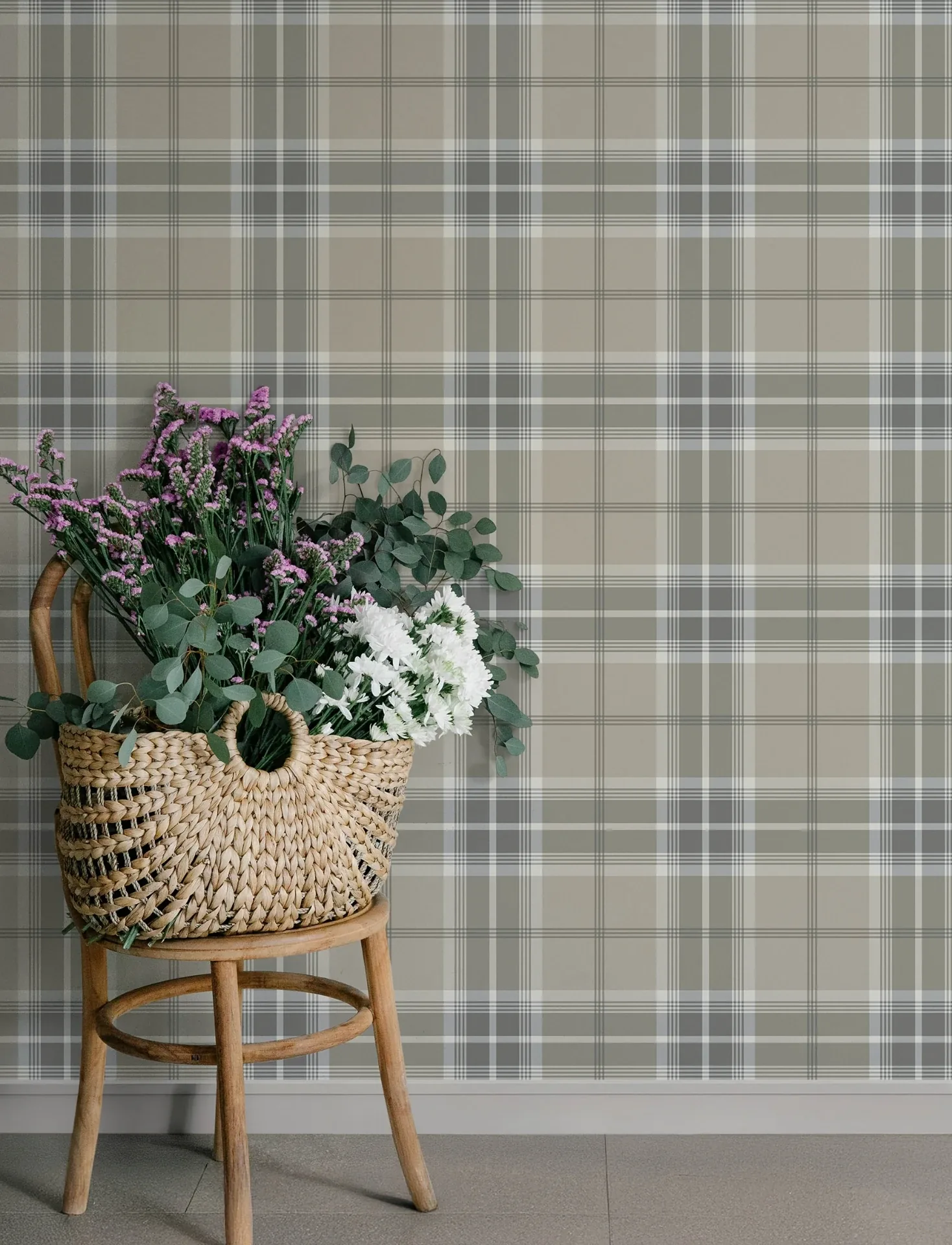 A-Street Prints Emma Grey Plaid Wallpaper - SKU 4201-20130