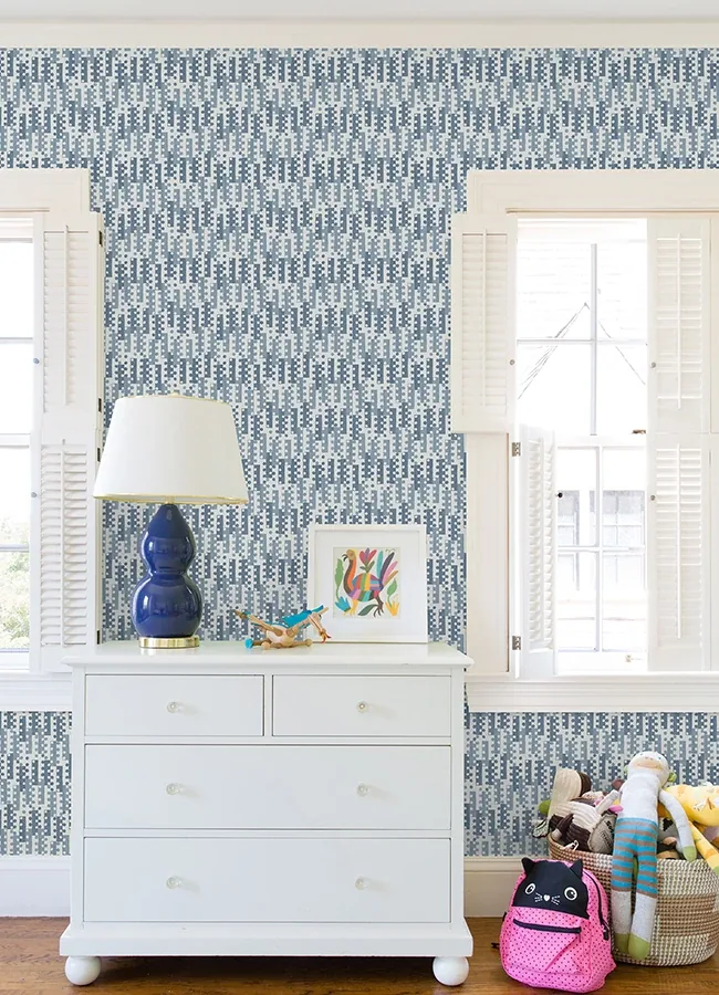 A-Street Prints Erik Blue Building Blocks Wallpaper - SKU 4066-26508