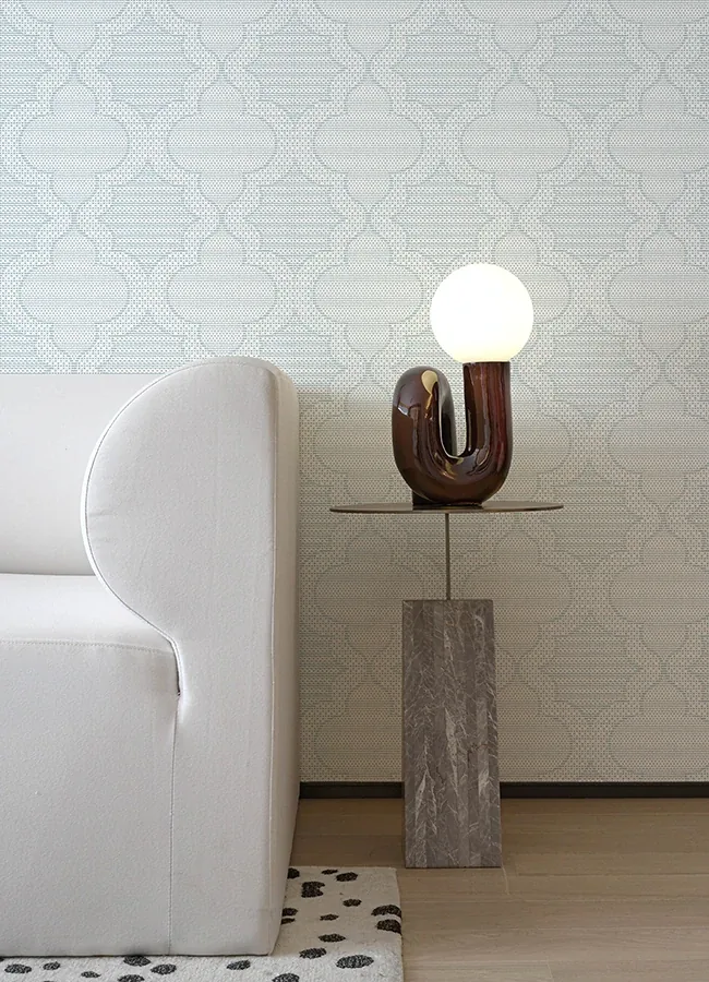 A-Street Prints Ernest Blue Quilted Quatrefoil Wallpaper - SKU 4135-27289