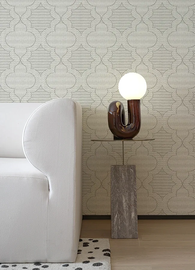 A-Street Prints Ernest Charcoal Quilted Quatrefoil Wallpaper - SKU 4135-27290