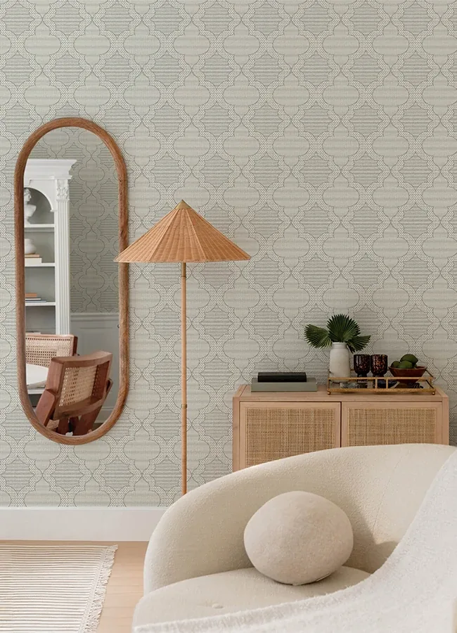 A-Street Prints Ernest Charcoal Quilted Quatrefoil Wallpaper - SKU 4135-27290