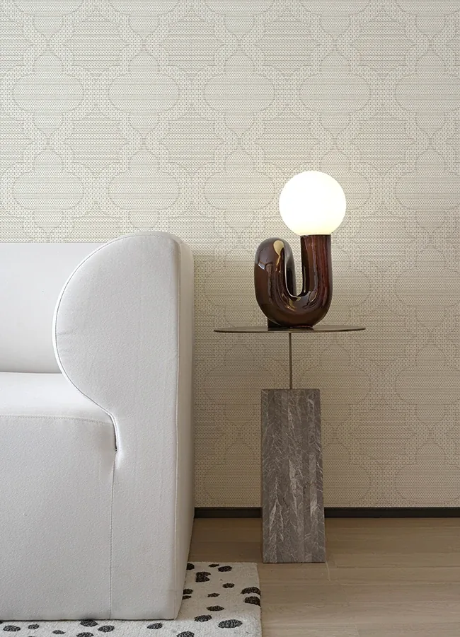 A-Street Prints Ernest Taupe Quilted Quatrefoil Wallpaper - SKU 4135-27291