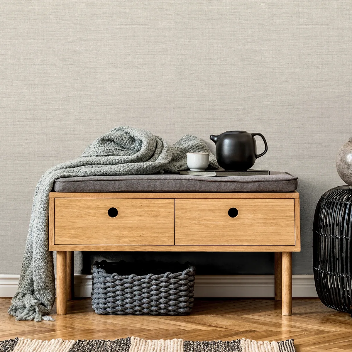 A-Street Prints Essence Cream Linen Texture Wallpaper - SKU 2829-82054