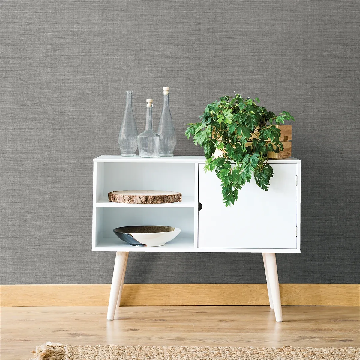 A-Street Prints Essence Grey Linen Texture Wallpaper - SKU 2829-82051