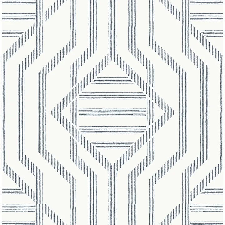 A-Street Prints Essex Dark Blue Geometric Wallpaper - SKU 4147-27403