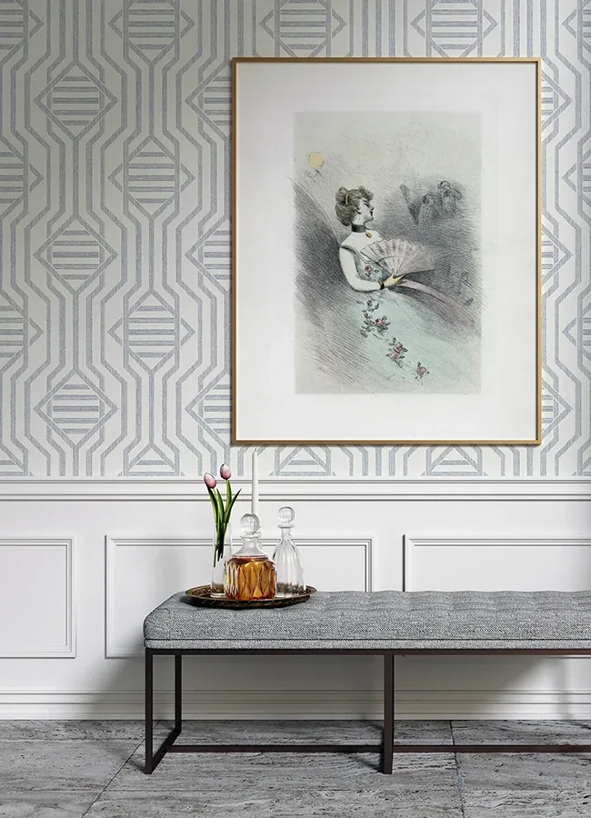 A-Street Prints Essex Dark Blue Geometric Wallpaper - SKU 4147-27403