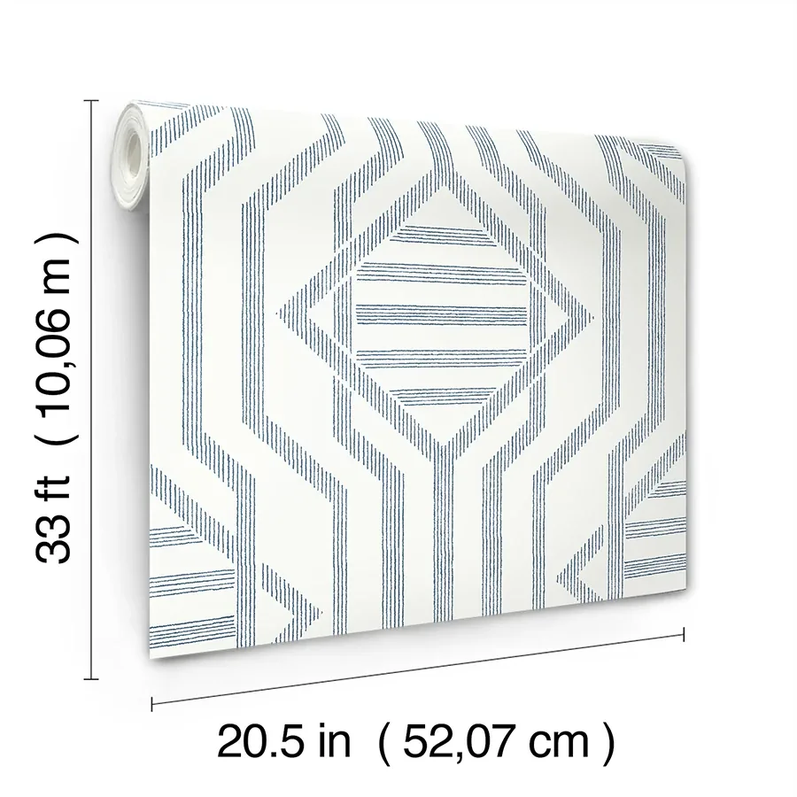 A-Street Prints Essex Dark Blue Geometric Wallpaper - SKU 4147-27403