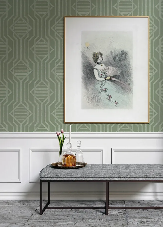 A-Street Prints Essex Green Geometric Wallpaper - SKU 4147-27401