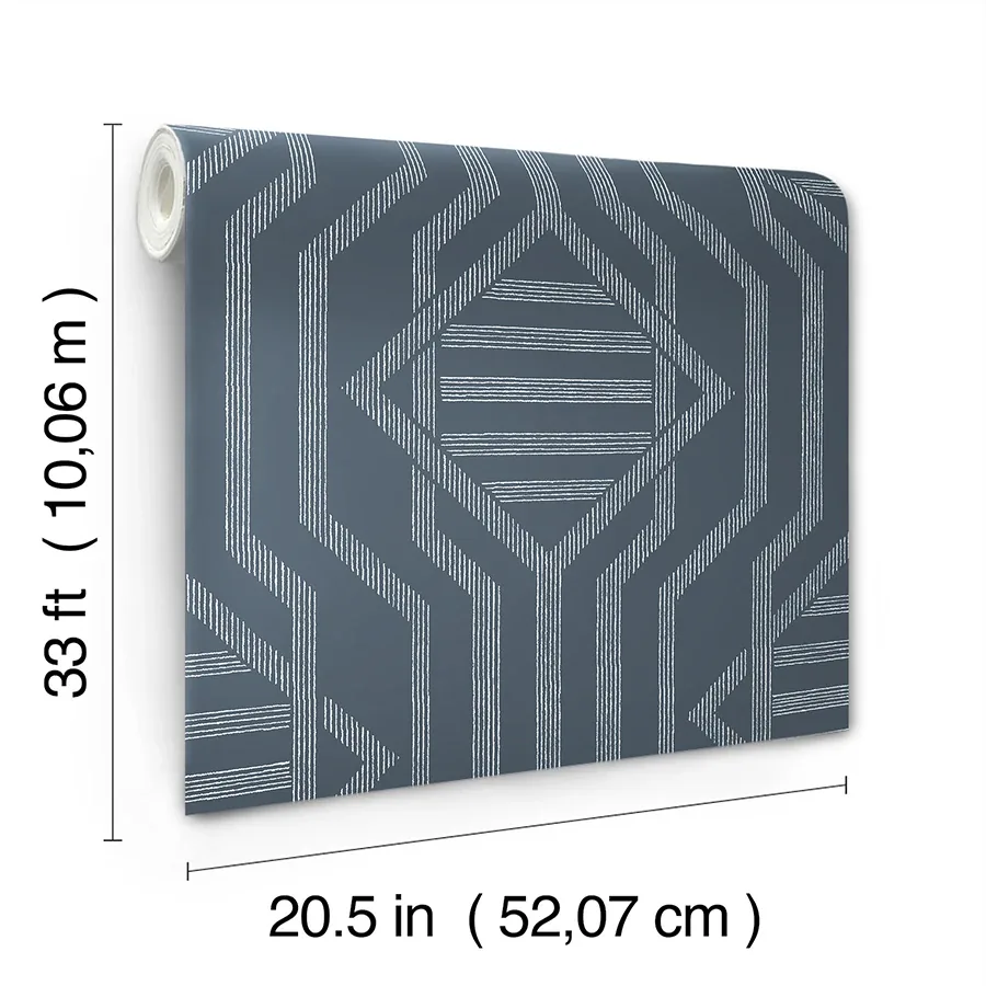 A-Street Prints Essex Navy Geometric Wallpaper - SKU 4147-27402