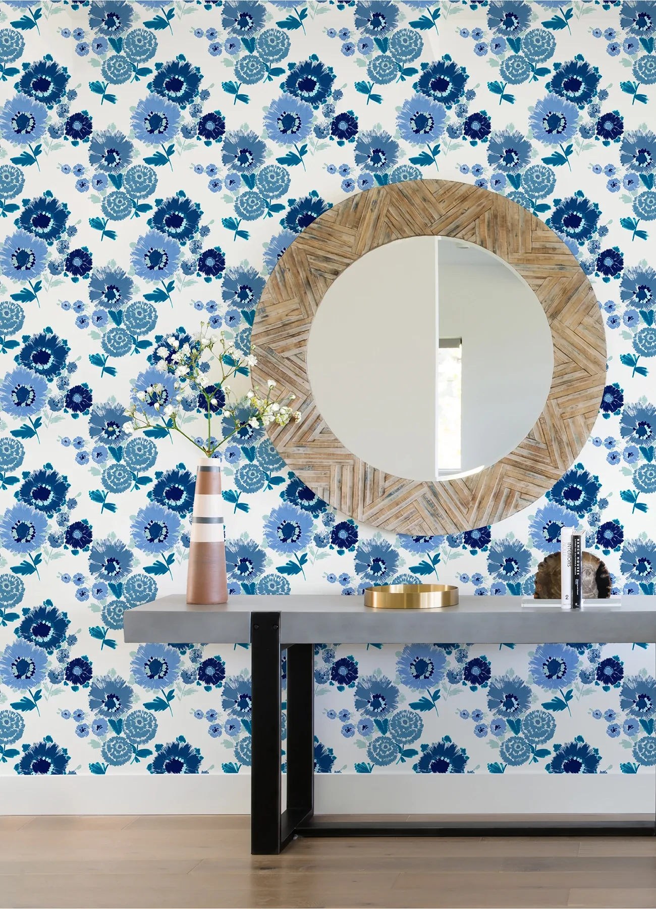 A-Street Prints Essie Blue Painterly Floral Wallpaper - SKU 4081-26324
