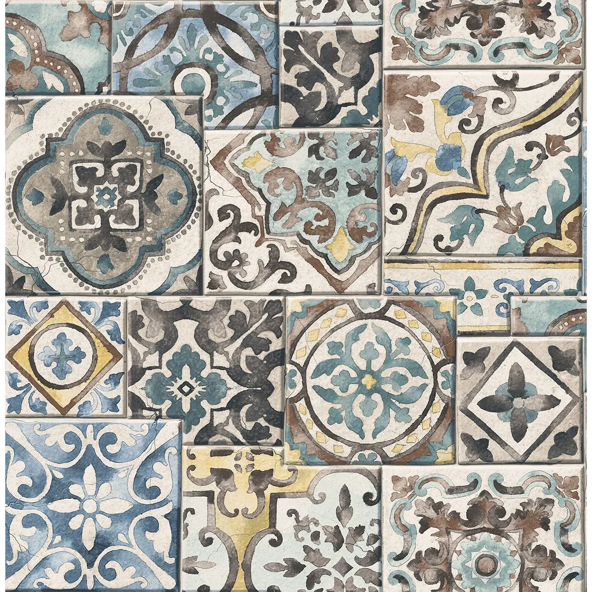 A-Street Prints Estrada Blue Marrakesh Tiles Wallpaper - SKU 2922-22315