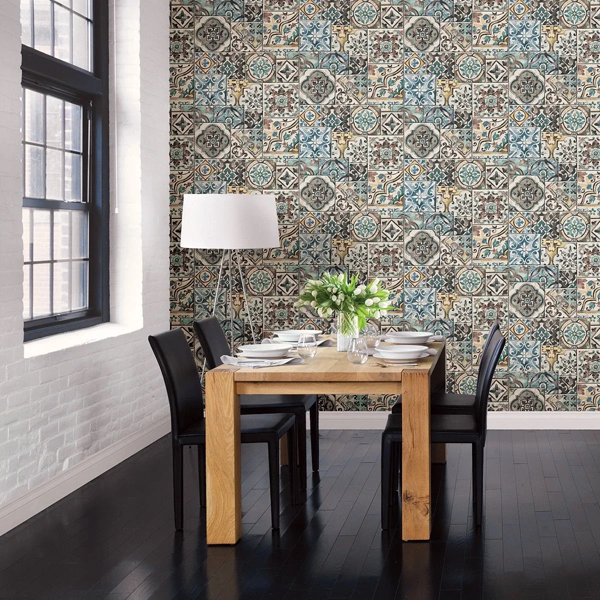 A-Street Prints Estrada Blue Marrakesh Tiles Wallpaper - SKU 2922-22315