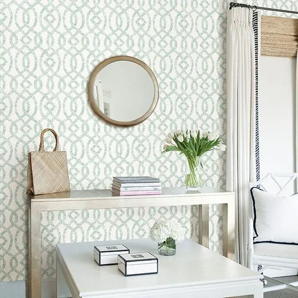 A-Street Prints Ethereal Sea Green Trellis Wallpaper - SKU 2793-24726