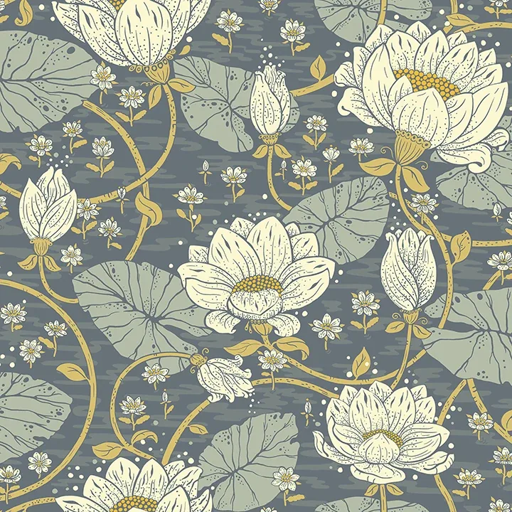 A-Street Prints Eva Blue Lotus Dreams Wallpaper - SKU 4080-83122