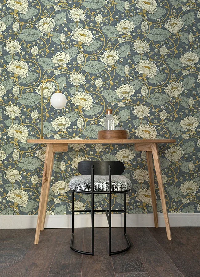 A-Street Prints Eva Blue Lotus Dreams Wallpaper - SKU 4080-83122