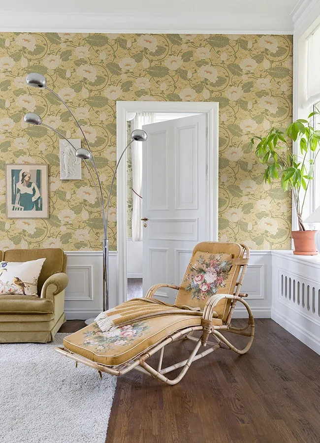 A-Street Prints Eva Light Yellow Lotus Dreams Wallpaper - SKU 4080-83123
