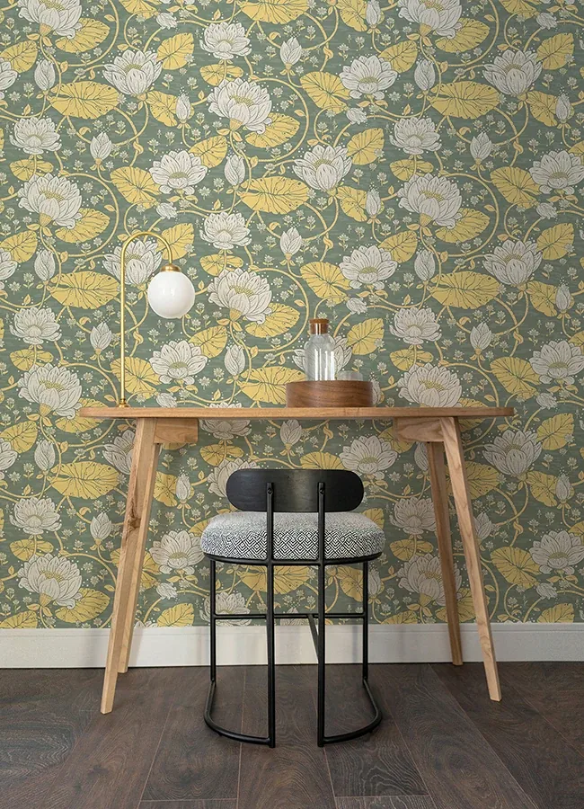A-Street Prints Eva Yellow Lotus Dreams Wallpaper - SKU 4080-83120