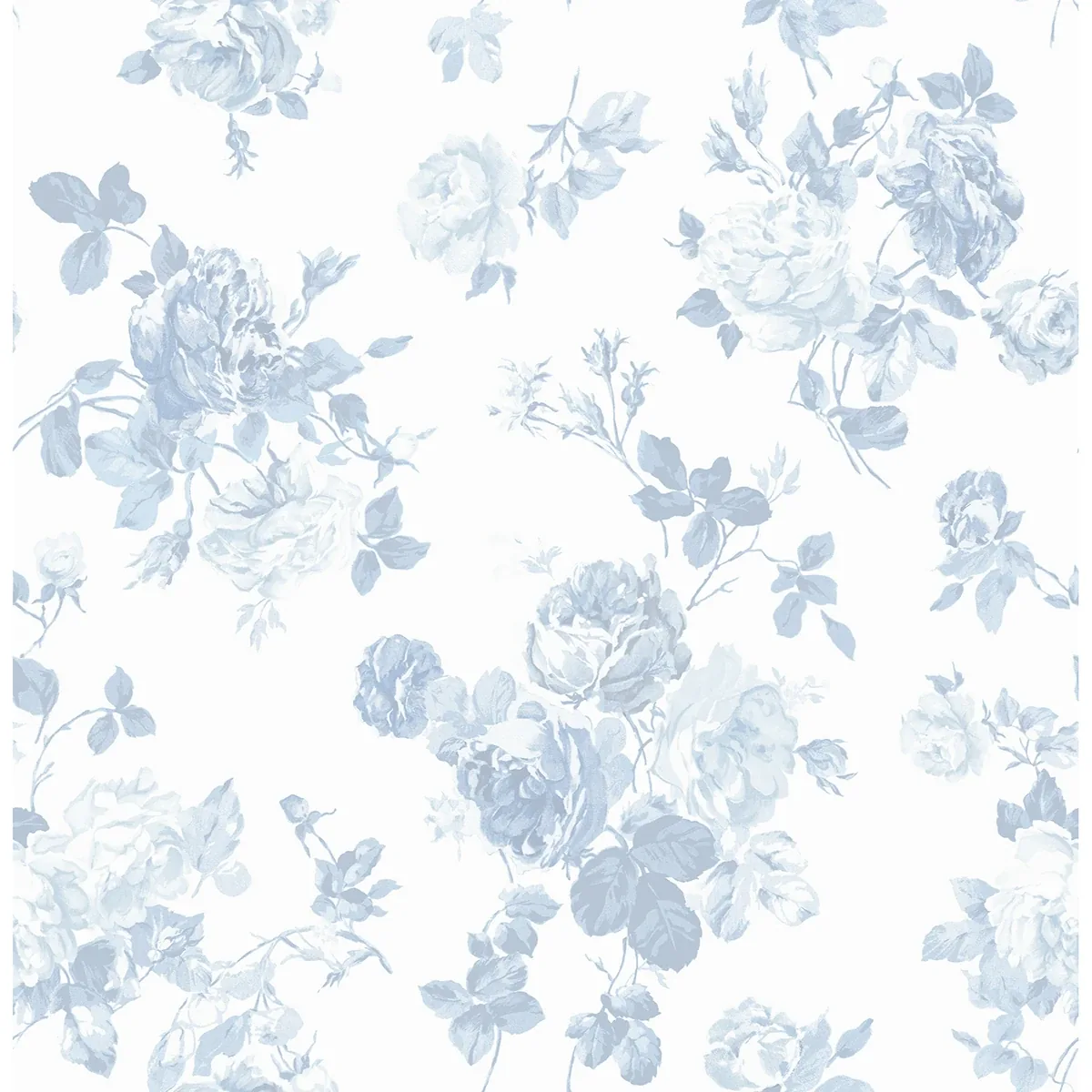 A-Street Prints Everblooming Rosettes Dreamy Sky Cabbage Rose Bouquets Wallpaper - SKU AST4102