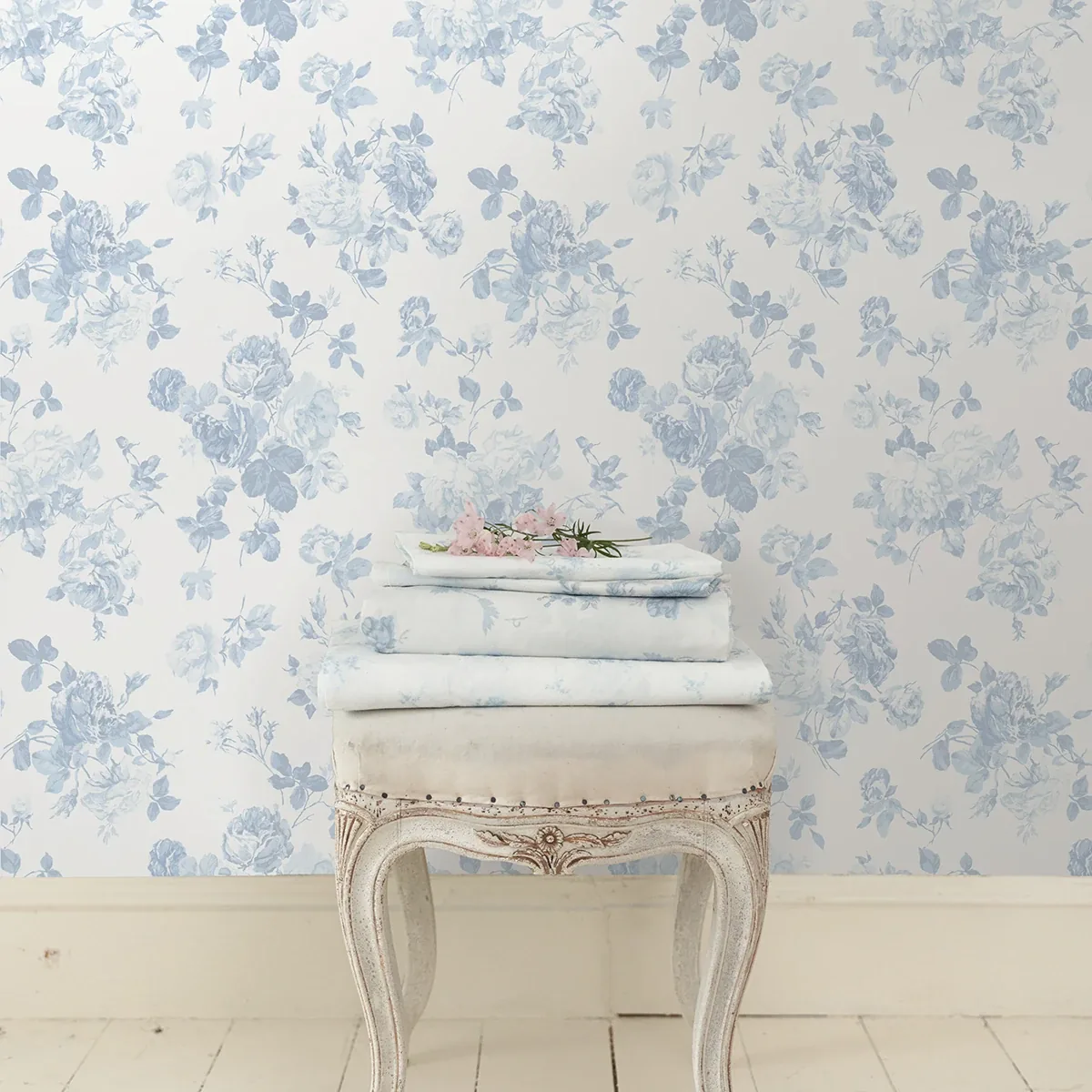 A-Street Prints Everblooming Rosettes Dreamy Sky Cabbage Rose Bouquets Wallpaper - SKU AST4102