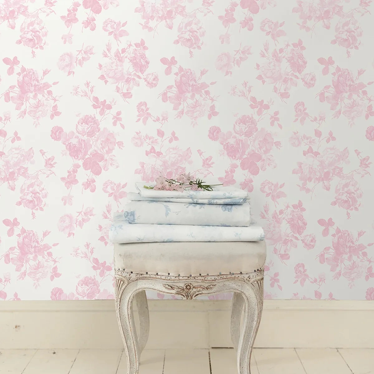 A-Street Prints Everblooming Rosettes Pink Jam Cabbage Rose Bouquets Wallpaper - SKU AST4101