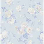 A-Street Prints Everblooming Rosettes Whisper Blue Cabbage Rose Bouquets Wallpaper - SKU AST6492
