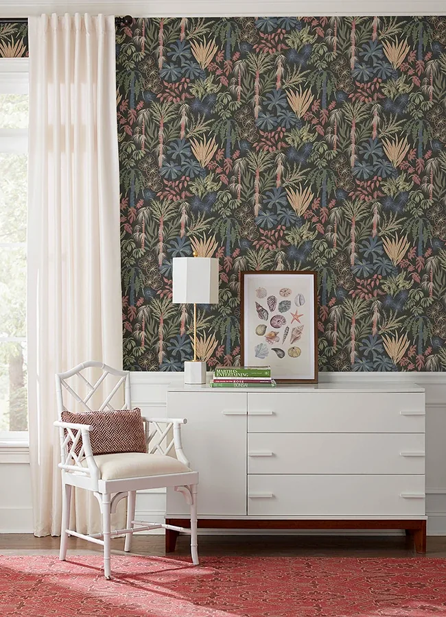 A-Street Prints Everglades Black Botanical Wallpaper - SKU 4172-27483