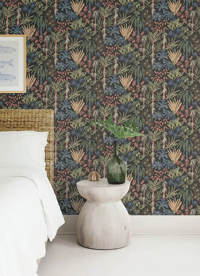 A-Street Prints Everglades Black Botanical Wallpaper - SKU 4172-27483