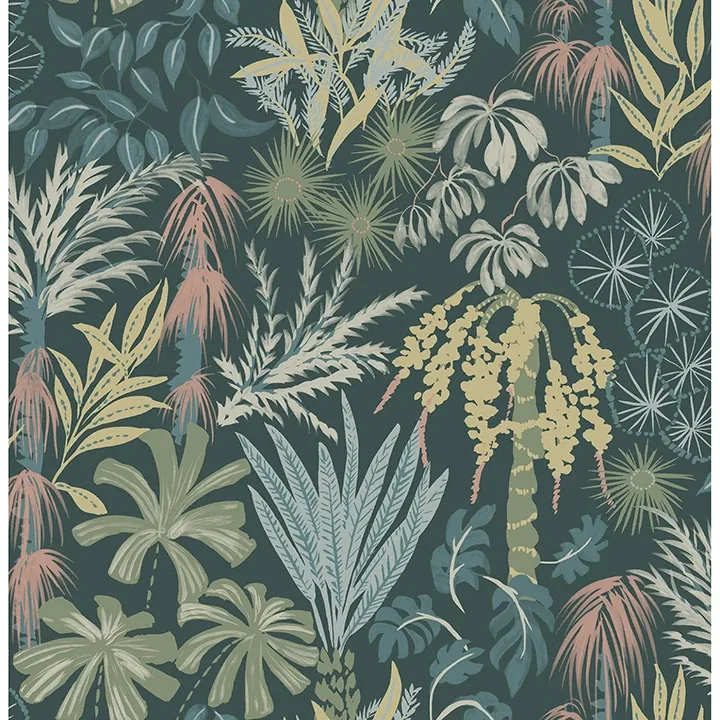 4172-27480 | Everglades Dark Green Botanical Wallpaper