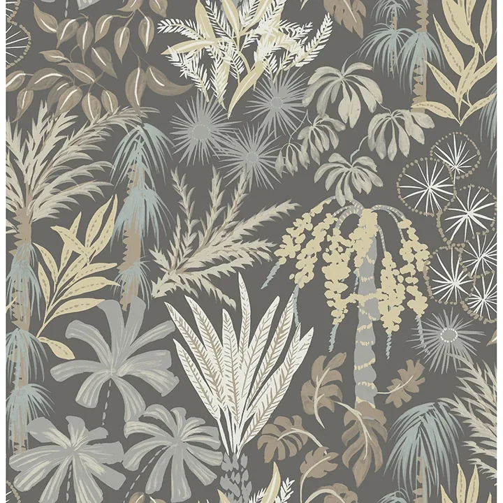 4172-27481 | Everglades Grey Botanical Wallpaper