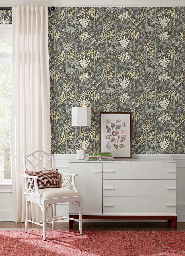 A-Street Prints Everglades Grey Botanical Wallpaper - SKU 4172-27481