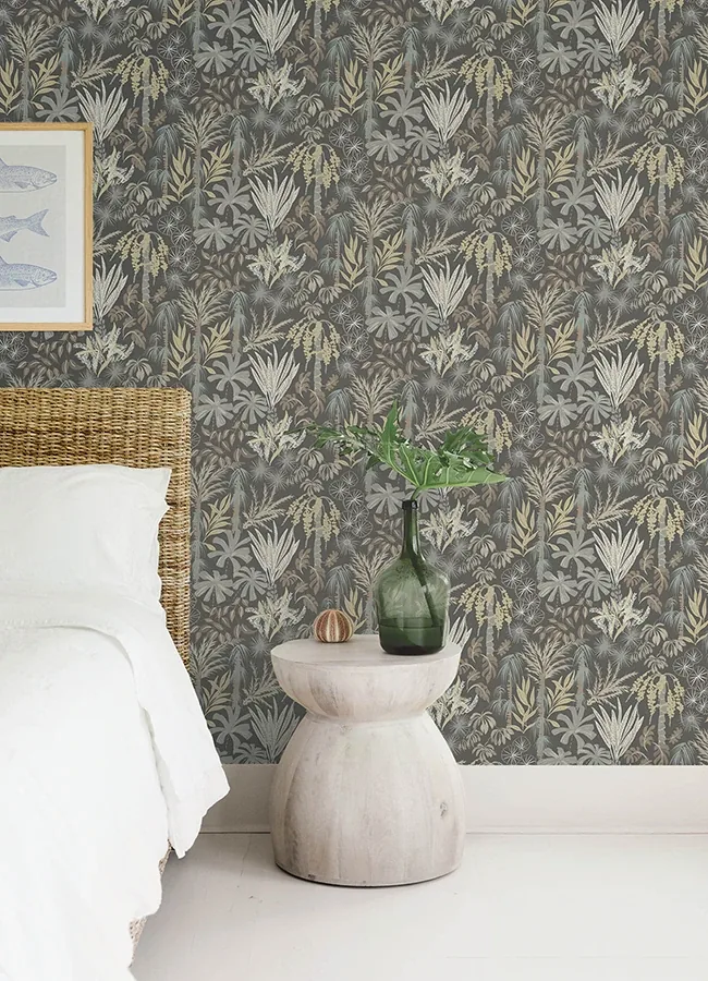 A-Street Prints Everglades Grey Botanical Wallpaper - SKU 4172-27481
