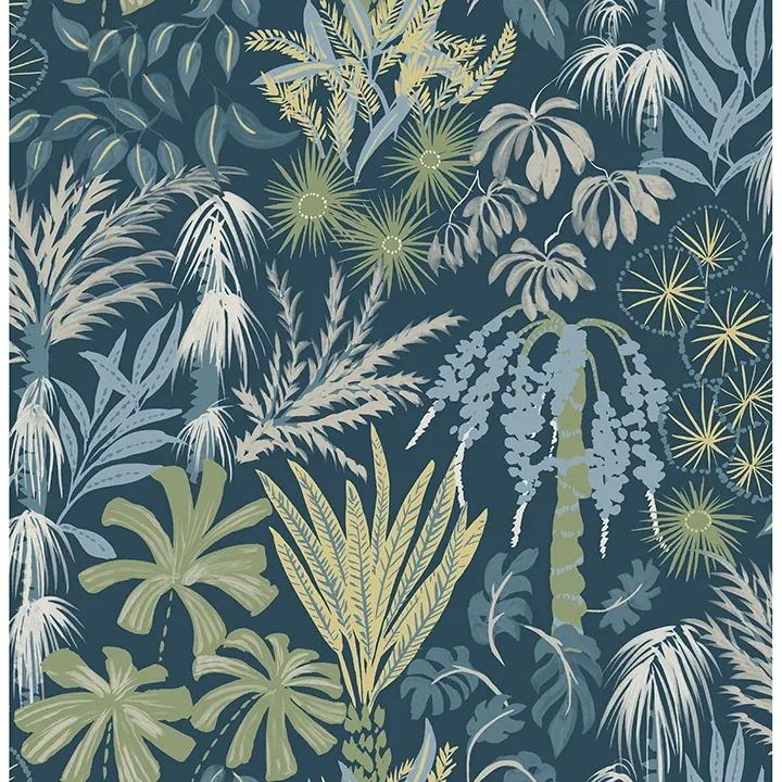 4172-27482 | Everglades Teal Botanical Wallpaper