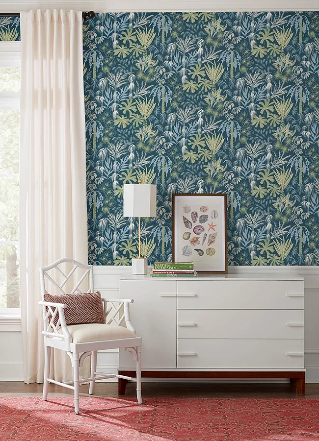 A-Street Prints Everglades Teal Botanical Wallpaper - SKU 4172-27482