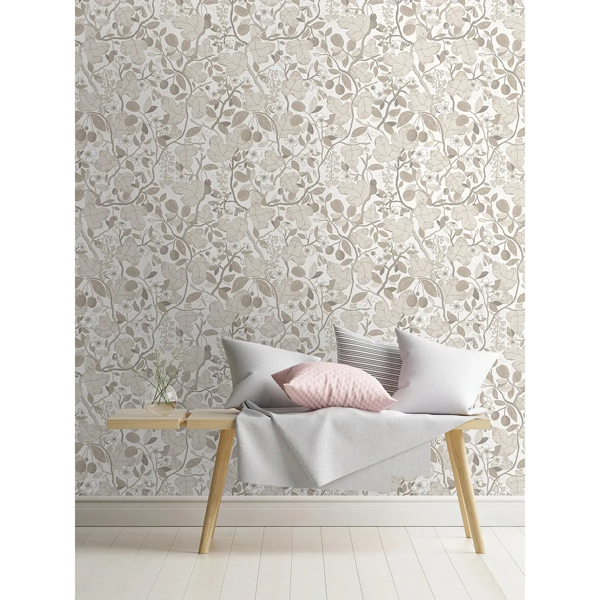 A-Street Prints Ewald Beige Garden Vines Wallpaper - SKU 2932-65120