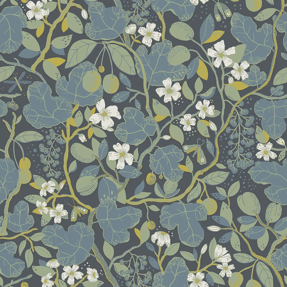 2932-65122 | Ewald Blue Garden Vines Wallpaper