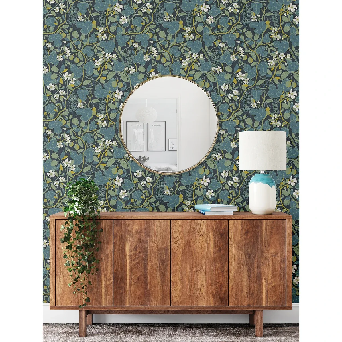 A-Street Prints Ewald Blue Garden Vines Wallpaper - SKU 2932-65122