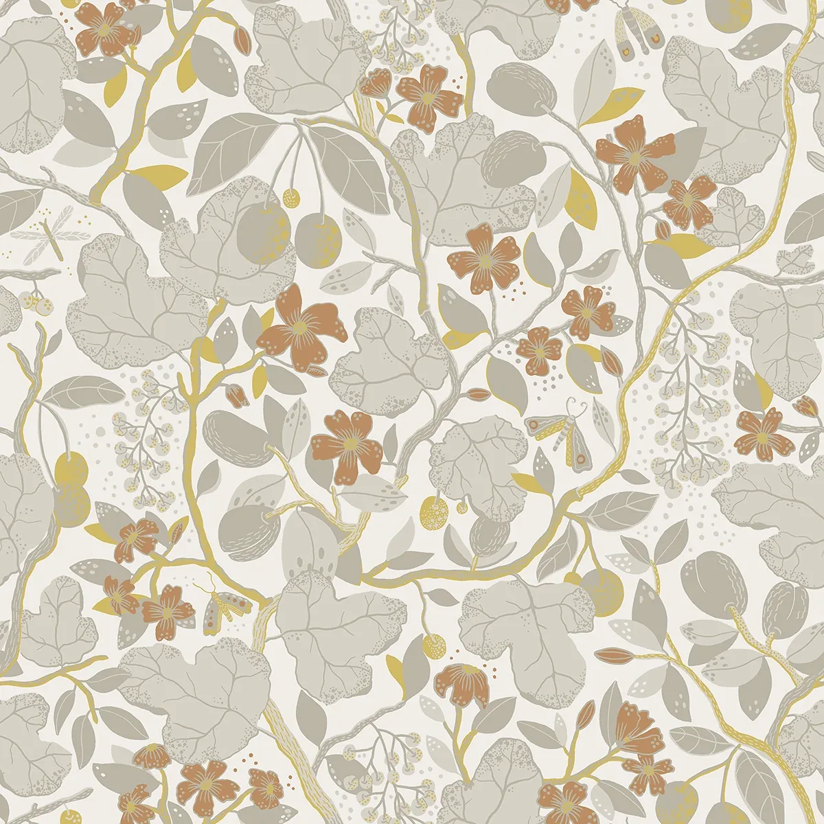 2932-65124 | Ewald Grey Garden Vines Wallpaper