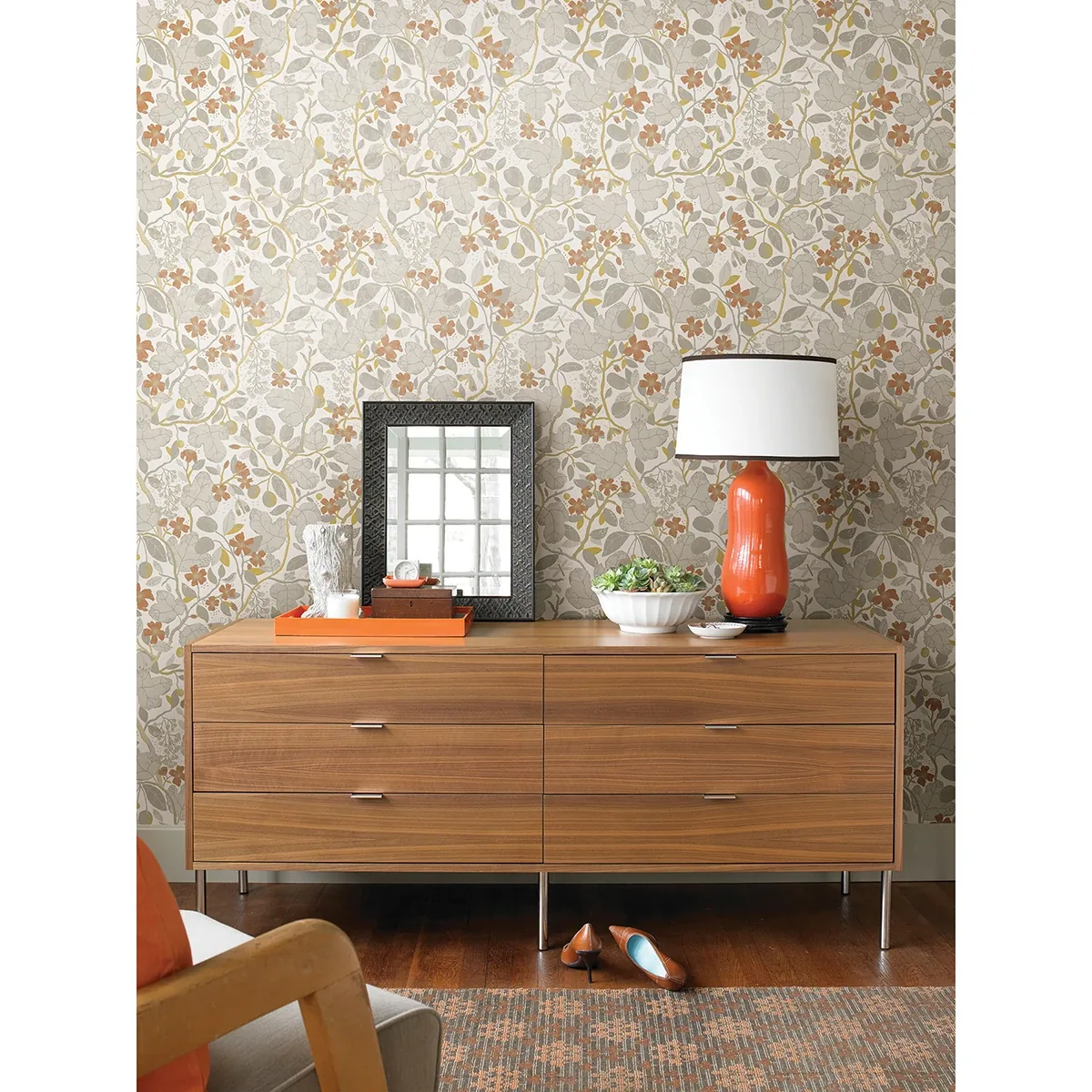A-Street Prints Ewald Grey Garden Vines Wallpaper - SKU 2932-65124