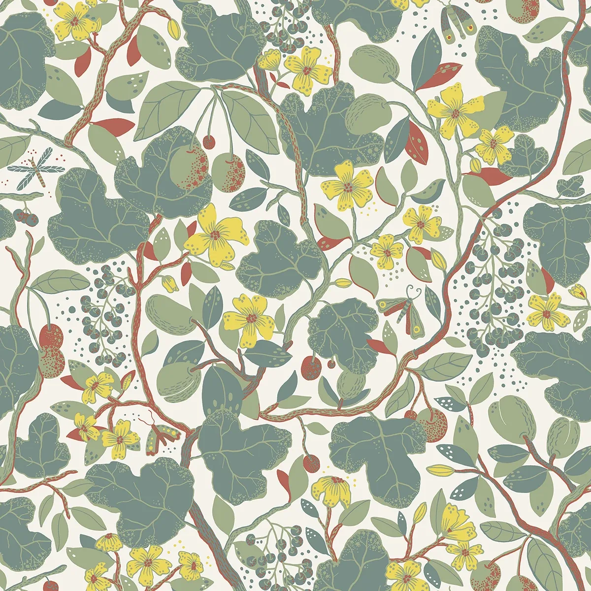 2932-65123 | Ewald Turquoise Garden Vines Wallpaper