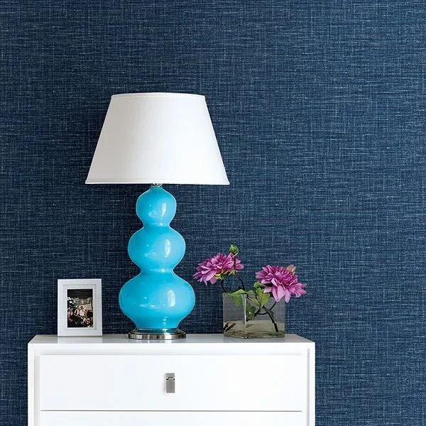 A-Street Prints Exhale Denim Faux Grasscloth Wallpaper - SKU 2744-24120