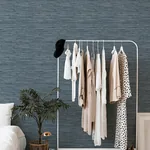 A-Street Prints Exhale Indigo Woven Faux Grasscloth Wallpaper - SKU 4147-27260
