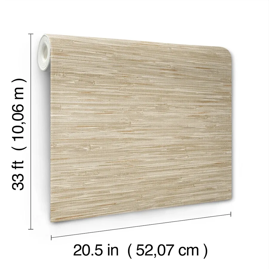 A-Street Prints Exhale Light Brown Woven Faux Grasscloth Wallpaper - SKU 4146-27259