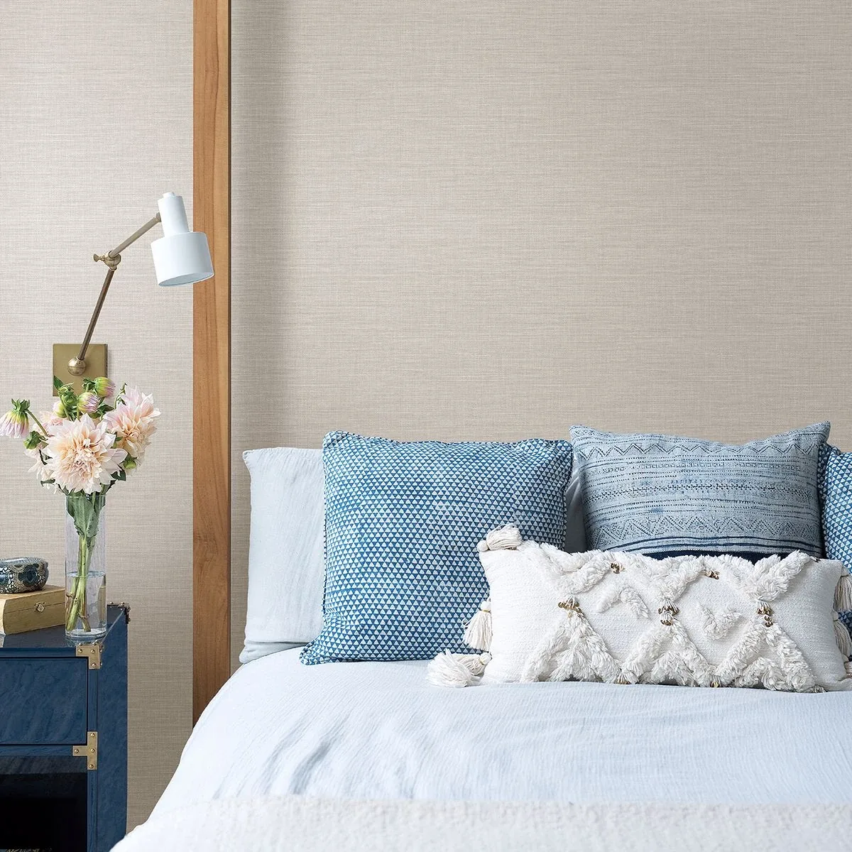 A-Street Prints Exhale Light Grey Faux Grasscloth Wallpaper - SKU 2903-25851