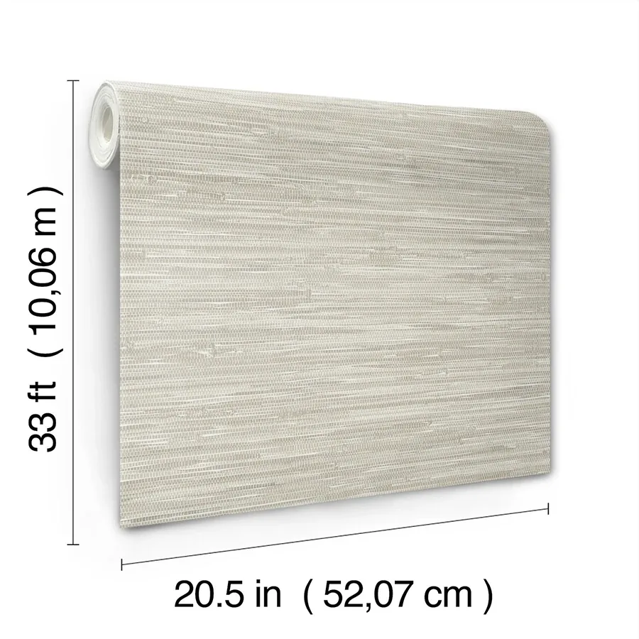 A-Street Prints Exhale Light Grey Woven Faux Grasscloth Wallpaper - SKU 4146-27263