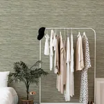 A-Street Prints Exhale Moss Woven Faux Grasscloth Wallpaper - SKU 4147-27261