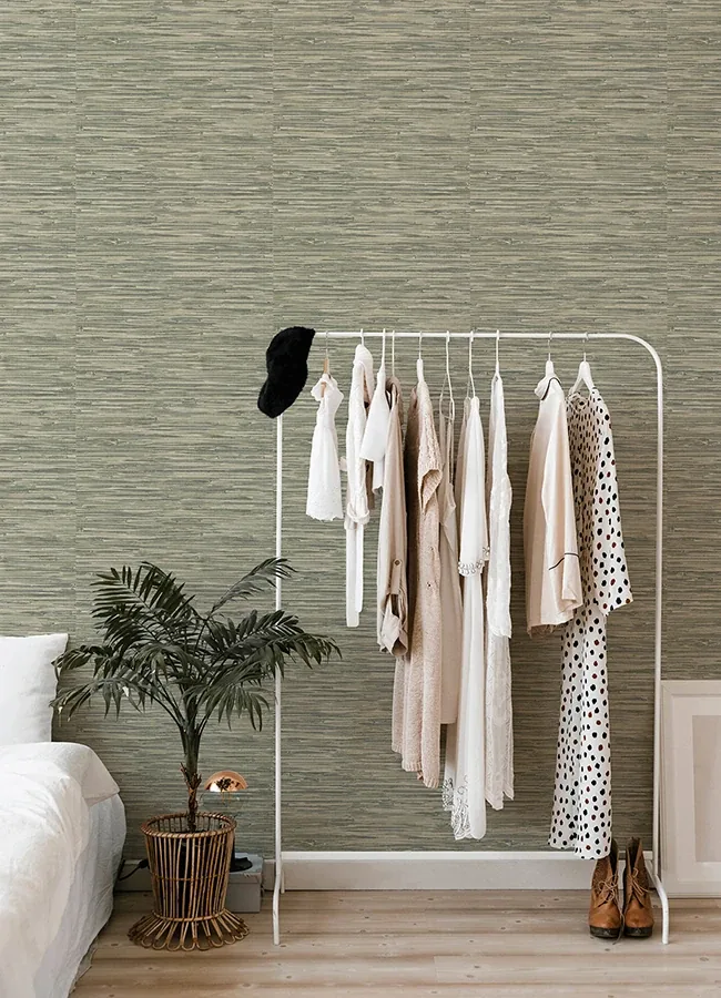 A-Street Prints Exhale Moss Woven Faux Grasscloth Wallpaper - SKU 4147-27261