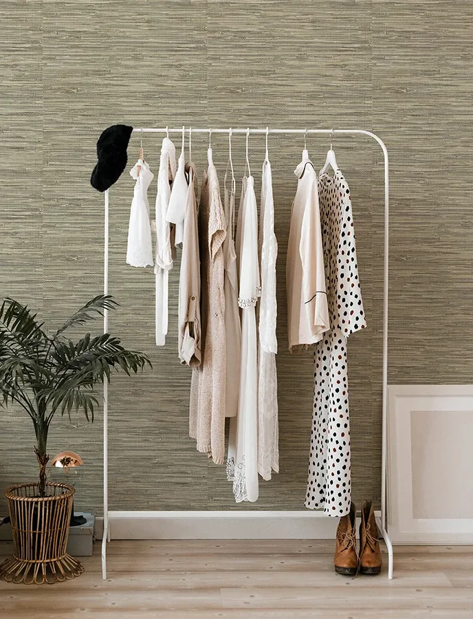 A-Street Prints Exhale Olive Woven Faux Grasscloth Wallpaper - SKU 4146-27262