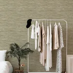 A-Street Prints Exhale Olive Woven Faux Grasscloth Wallpaper - SKU 4147-27262