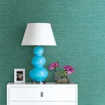 A-Street Prints Exhale Teal Faux Grasscloth Wallpaper - SKU 2744-24118