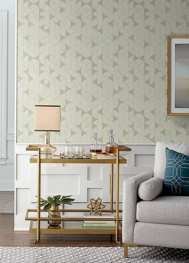 A-Street Prints Fairbank Champagne Linen Geometric Wallpaper - SKU 4034-26770